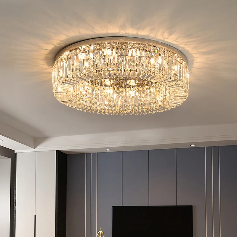 

Modern Led Ceiling Light For Living Room Led E14 Chrome/Gold Steel Art Decoration K9 Crystal Lamp For Ceiling Mounting