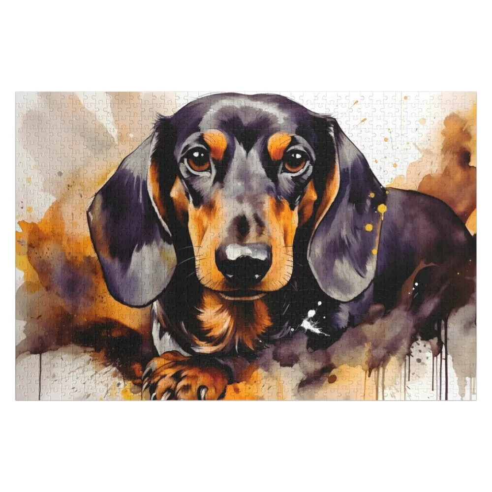 Watercolor Dachshund Jigsaw Puzzle Christmas Gifts Customized Photo Custom Jigsaw Customized Kids Gift Puzzle
