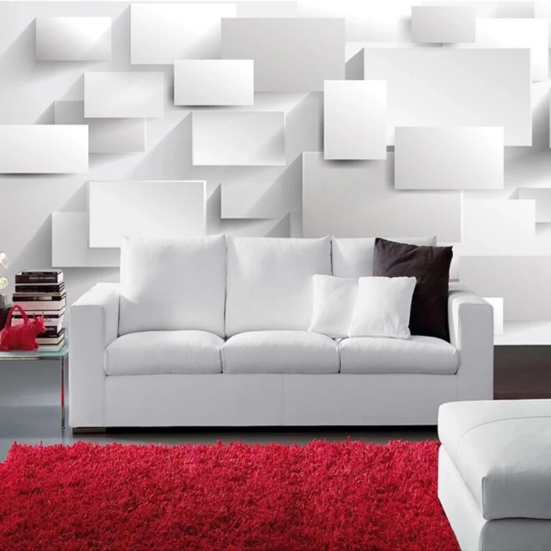 Custom Modern 3D Mural Box 3D Cube Self Adhesive Wallpaper Art Bedroom Geometry Living room sofa TV background wall restaurant