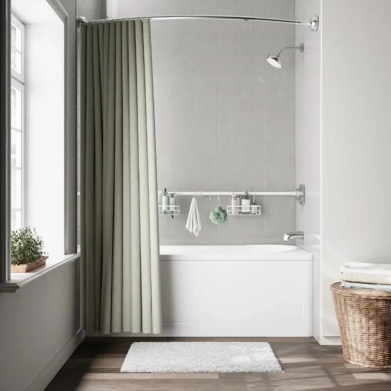 

New Upgrade,Rust Resistant, WhiteTension Rod Bath Organizer Pole Caddy, No Tools, 4.85 - 6 Ft.,NEW,Free shippment