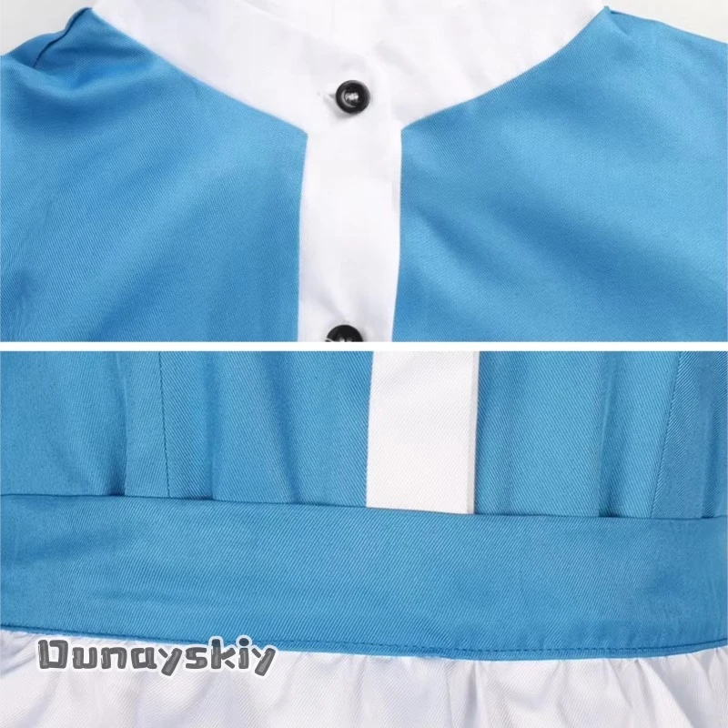 Hemera*/Poppy Game Cosplay Costume Dress Game Poppy Cos Playtime Red Hair Girl Women Blue Maid Dress Lolita Halloween Dress view 6