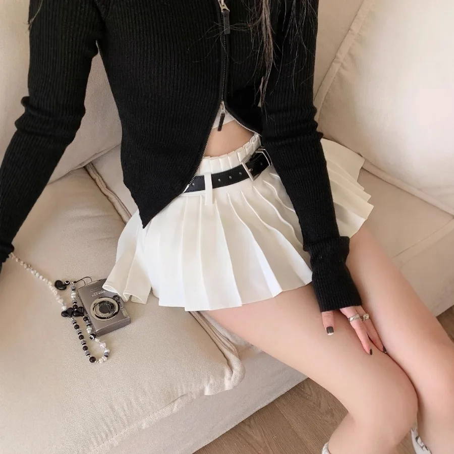 

【HOT】Sweet age-reducing preppy style pleated skirt for women's summer new sexy culottes small hot girl high-waist short skirt