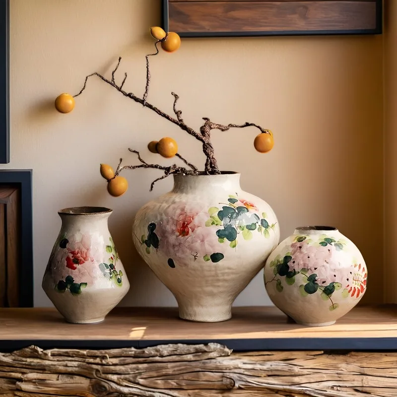 Hand-painted Ceramic Vase Living Room Flower Arrangement Water Culture Device Advanced Sense تحف