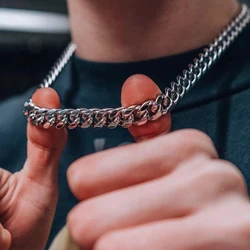 1 PCs Hip Hop Stainless Steel Men And Women With The Same Trend Overbearing Cuban Chain Party Chain Necklace