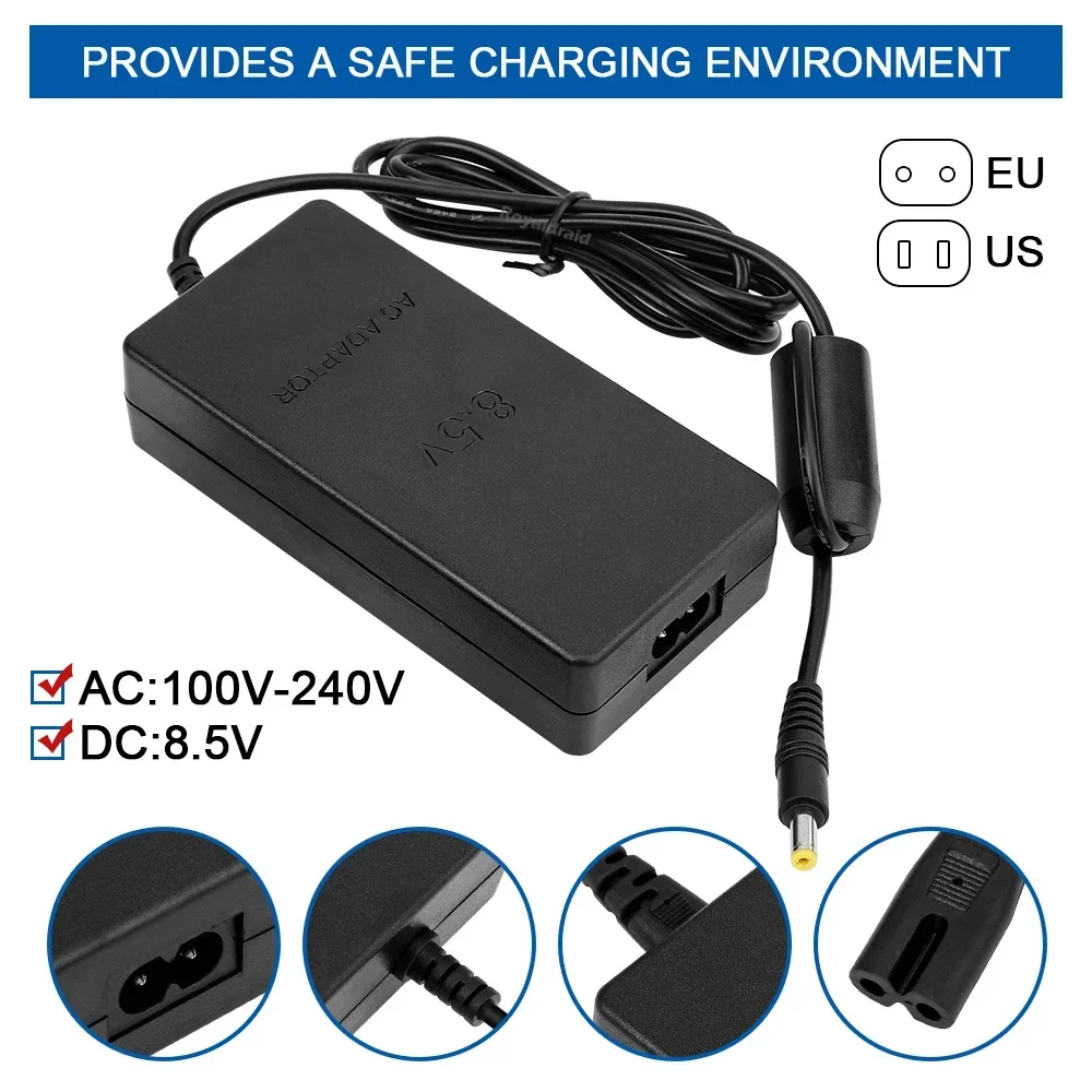EU-Stecker für PS2-Konsole Slim AC-Adapter Ladekabel Stromversorgung AC100~240V 50/60HZ DC 8,5V--5,65A – Detail 7