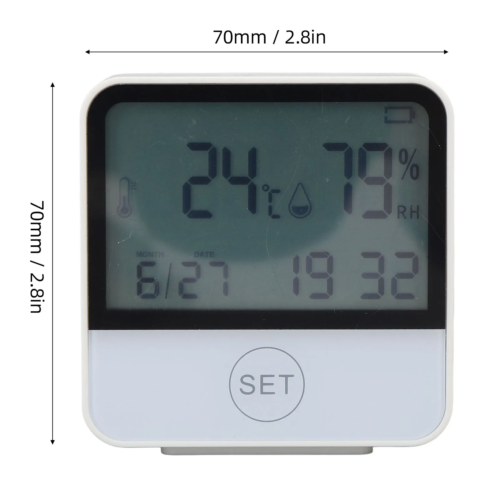 Digitales Thermometer, Luftfeuchtigkeitsmesser, Hintergrundbeleuchtung, leicht ablesbar, Anti-Demontage, einstellbare Modi, Innenthermometer, Hygrometer für Zuhause