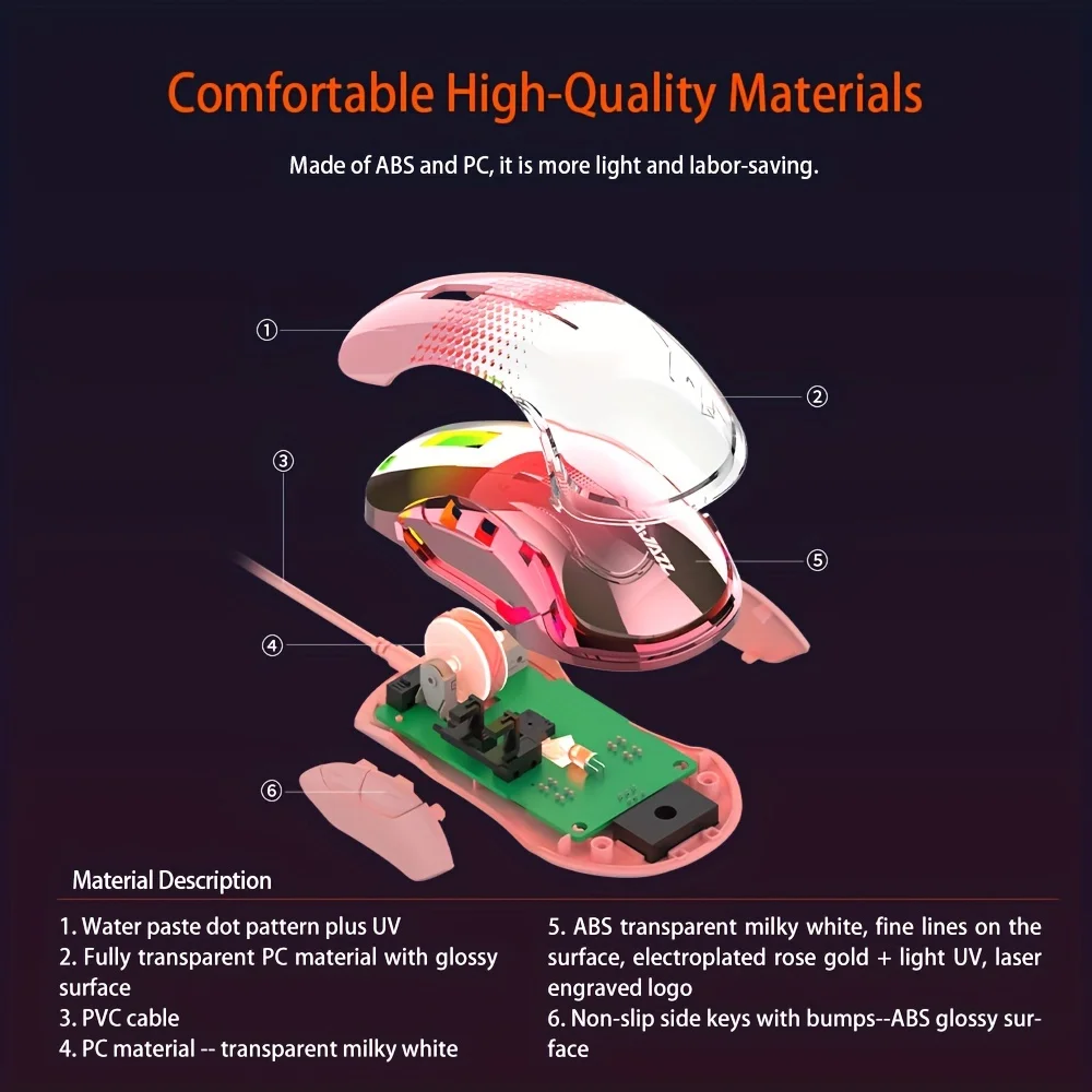 AJAZZ RGB Transparent Mouse: Transparent back panel, RGB customizable lighting effects, PMW3325 chip, ergonomic