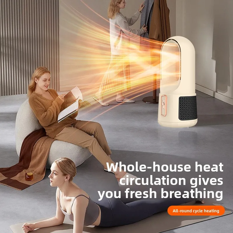 New portable bladeless warm air heater, energy-saving household circulation heater, desktop speed thermal electric heater