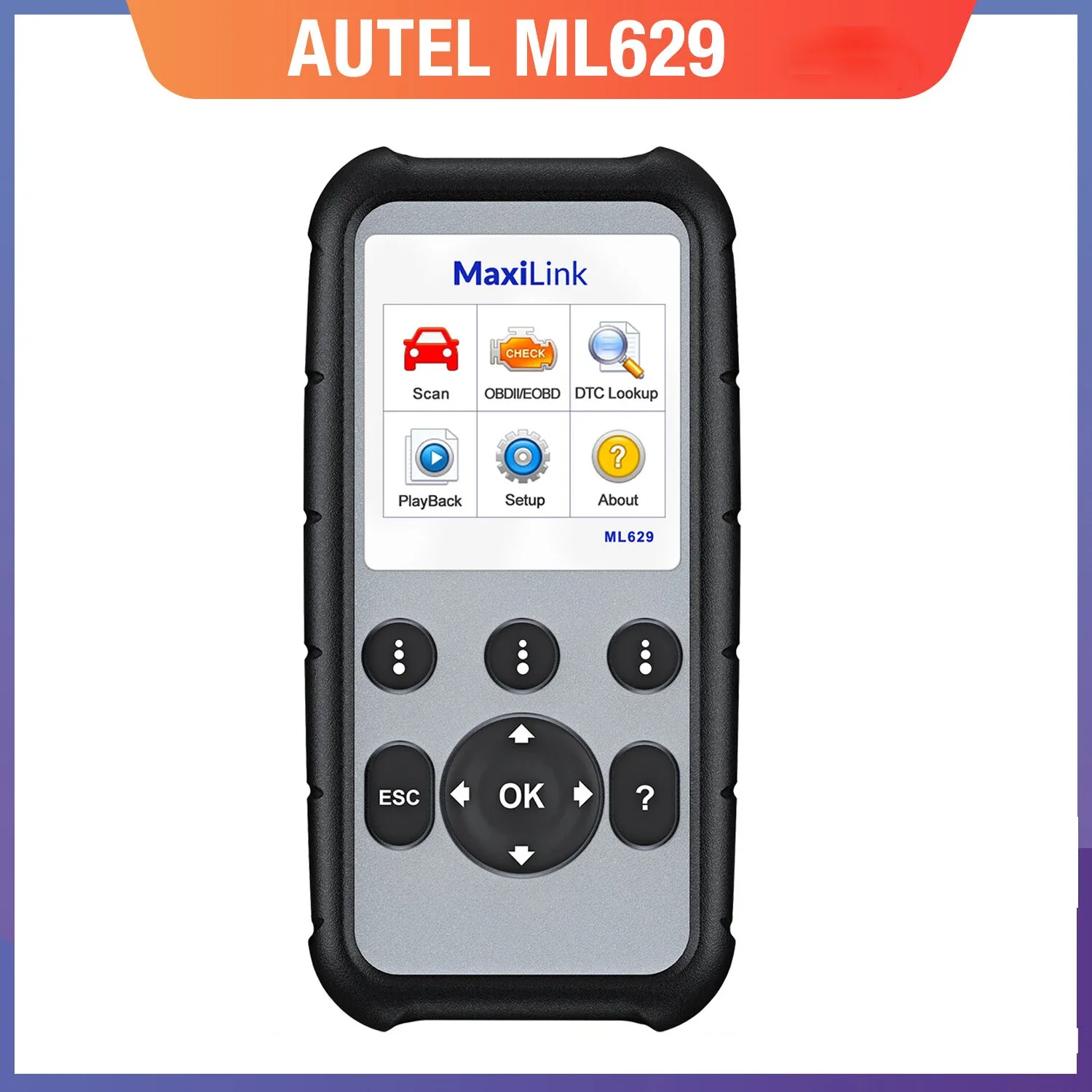 Autel MaxiLink ML629 Enhanced CAN OBD2 Scanner with ABS SRS Transmission Engine Diagnosis Auto VIN Scan Tool Check Engine Light
