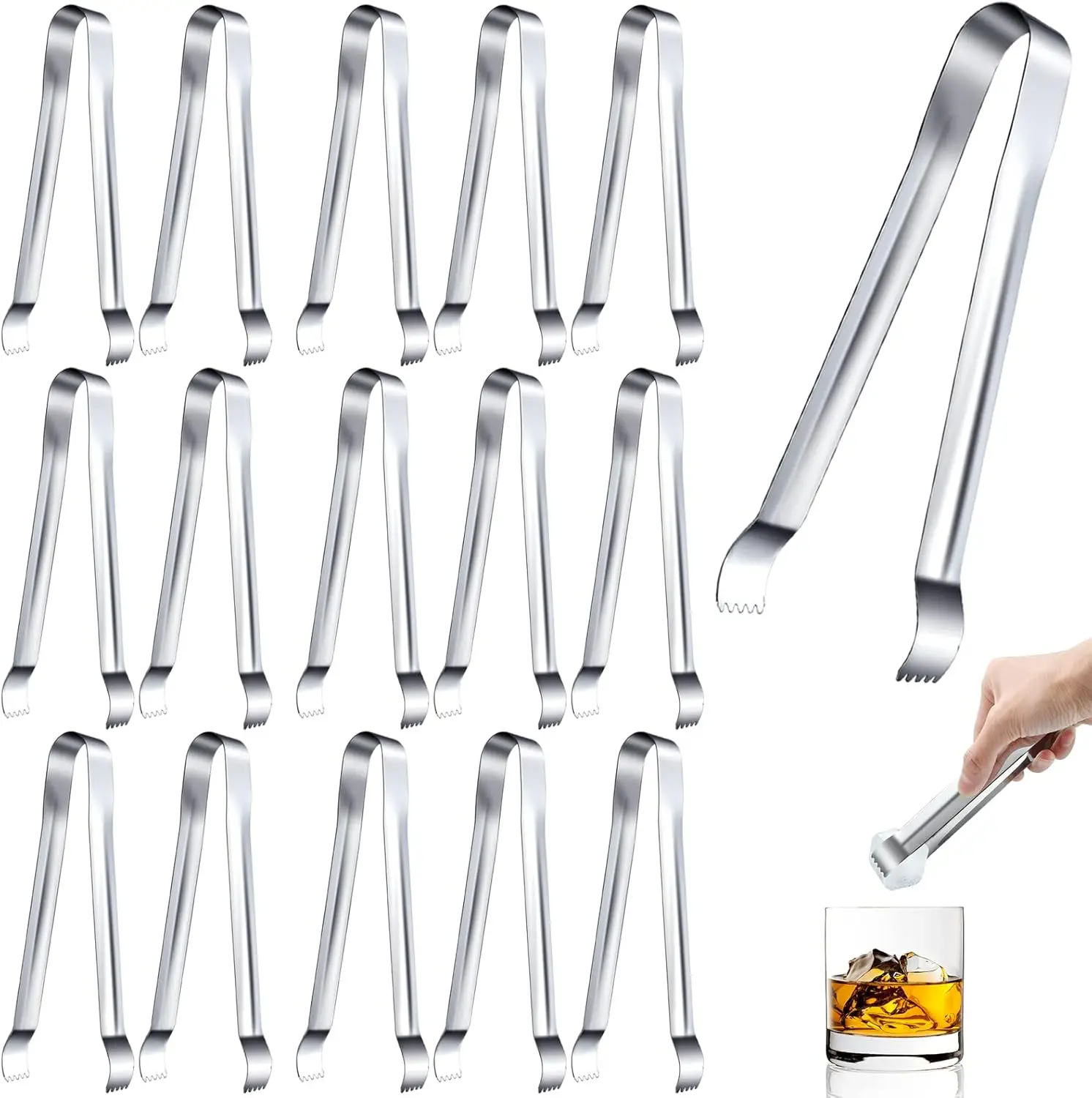 

16 ice tongs, 6.5-inch ice bucket ice tongs, stainless steel pointed nose clip, convenient for grabbing ice