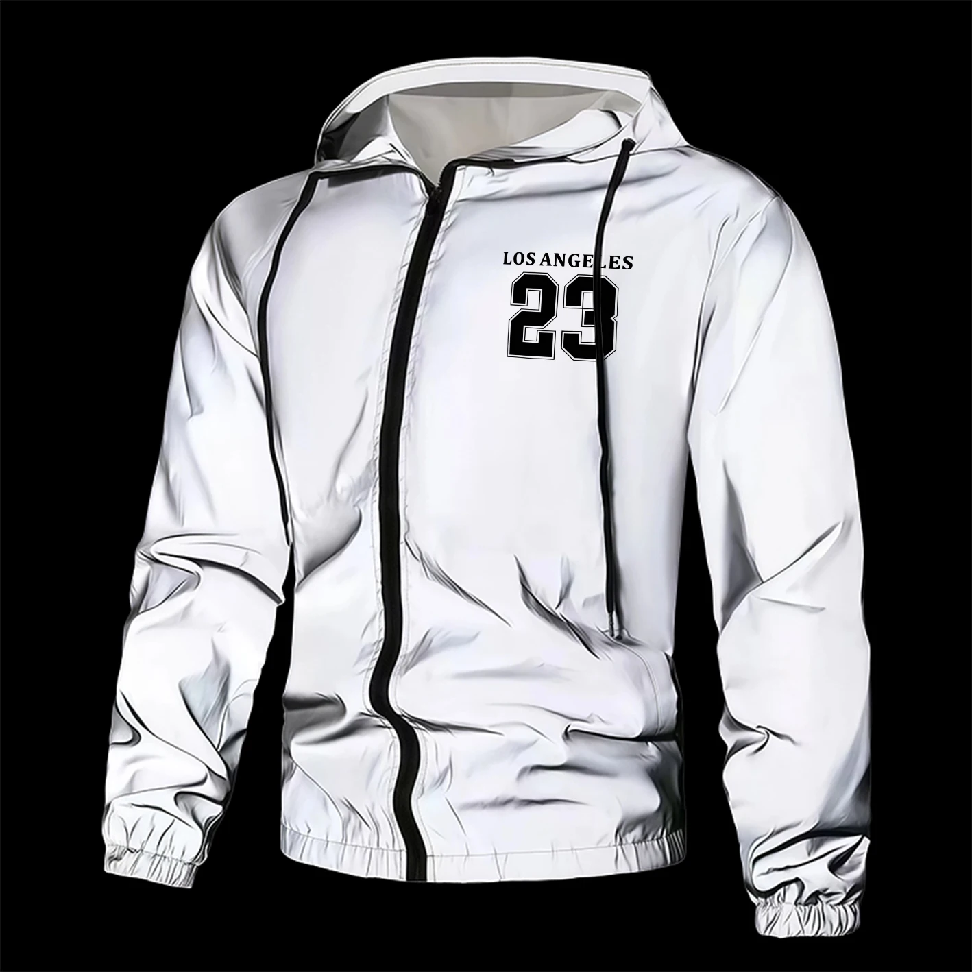 

Men's Reflective Jacket Full Zip Casual Outerwear Spring Autumn Polyester Lined Lightweight Windproof Safety Coat for Night R