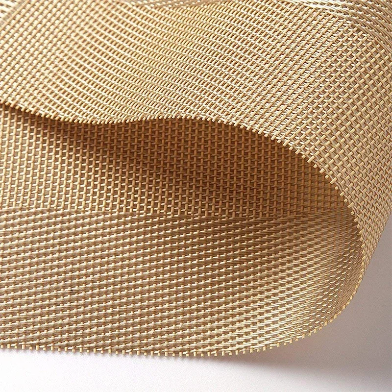 6/4pcs Gold Placemat Washable PVC Dining Table Set Weave Mats Diagonal Frame Teslin Cloth Disc Bowl Coaster Non-slip Pad