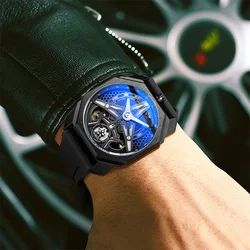 Mens Skeleton Dial Sport Mechanical Watches For Men Luxury Brand Special Designs Watch Waterproof Quartz Wristwatch Montre Homme