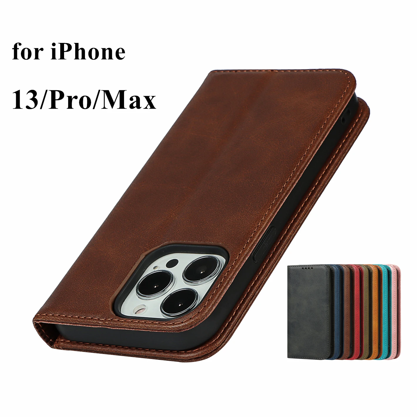 

Leather case for iPhone 13 11 12 Pro Max Mini X XS Max XR 6 7 8 plus SE 2022 2020 Flip Holster Magnetic attraction Wallet Case