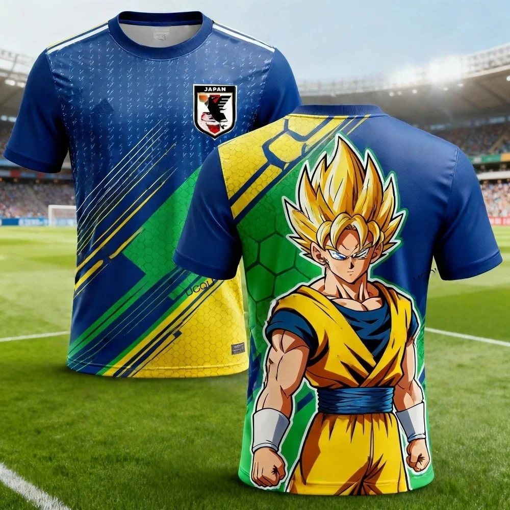 2026 Atmungsaktives & Stylisches Sport-T-Shirt für Jungen (Kurzarm) – Dragon Ball Z (Goku/Vegeta) – Fußball-inspirierter Vater-Sohn-Stil – Detail 7