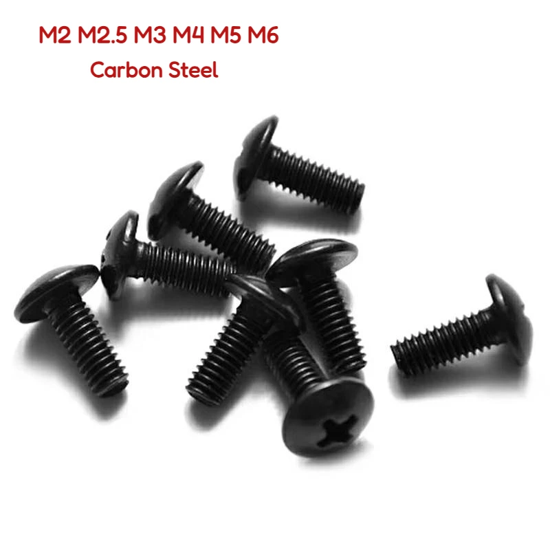 

Black Nickel Plated Truss Head Screw M2 M2.5 M3 M4 M5 M6 Cross Phillips Recessed Mushroom Head Bolt