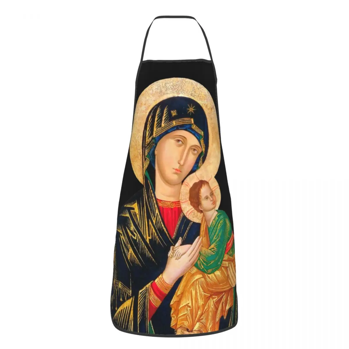 Custom Our Lady Of Perpetual Help Funny Aprons Men Women Catholic Virgin Mary Unisex Chef Bib Tablier Cuisine Cooking Baking