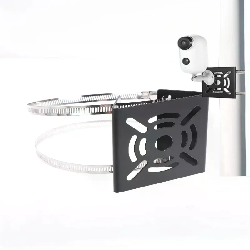Iron Hoop Plate Street Light Pole Mount Holder 1 Set Universal Joint Pole Column Holding Monitoring Bracket Camcorder Back Stand
