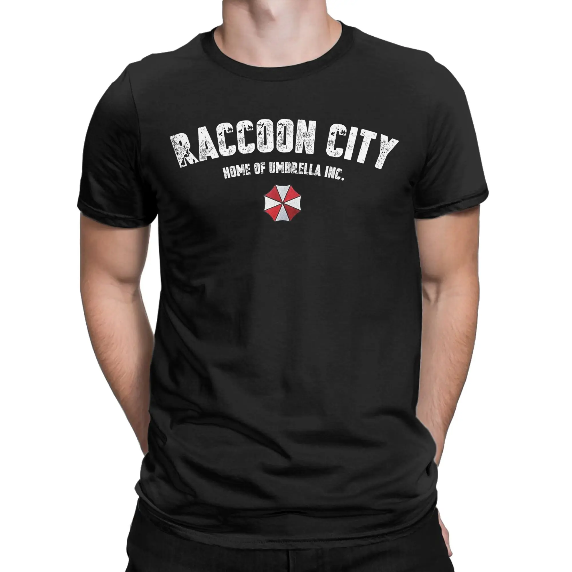 Video Game Resident Eviling 4 Umbrellas Corporation Raccoon City T Shirt for Men T-Shirt Crew Neck Tee Shirt Short Sleeve Top