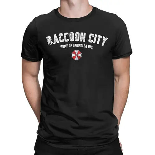 Imagen 2 del producto Videojuego Resident Eviling 4 Umbrellas Corporation Raccoon City camiseta para hombres Camiseta cuello redondo Camiseta de manga corta