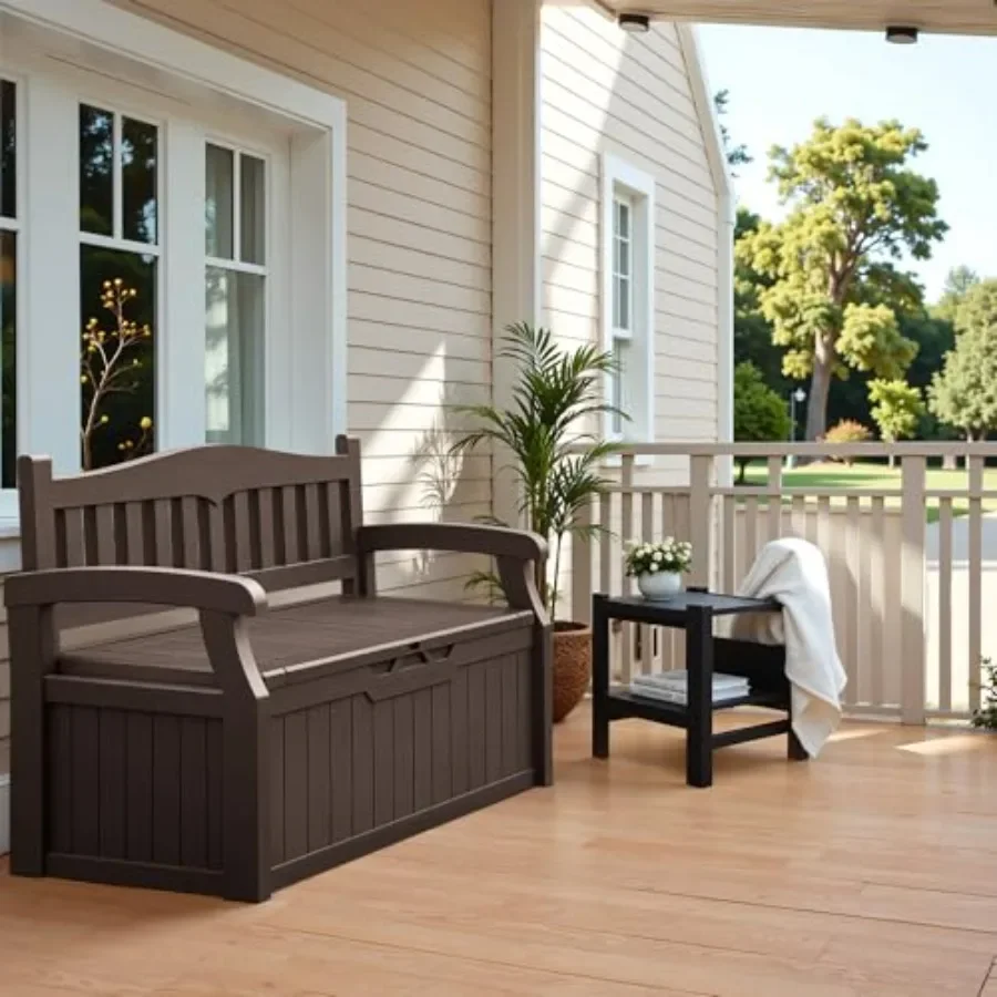 lon Storage Bench, Deck Box with Seat Waterproof All-Weather