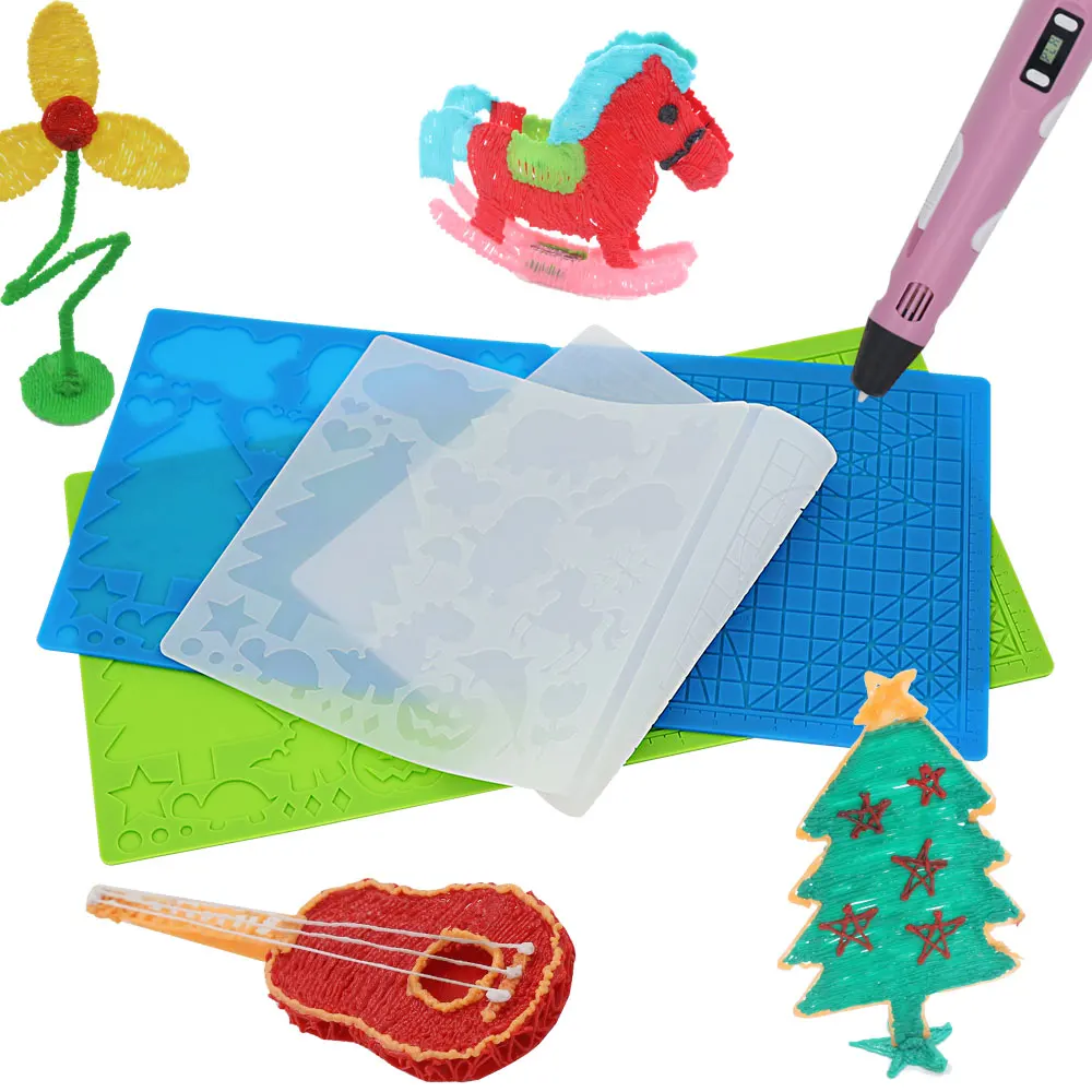 

Silicone 3D Printing Pad for Children‘s 3D Printing Pen, DIY 3D Pen Toy Soft Silicone Design Pad with 2 Silicone Finger Covers