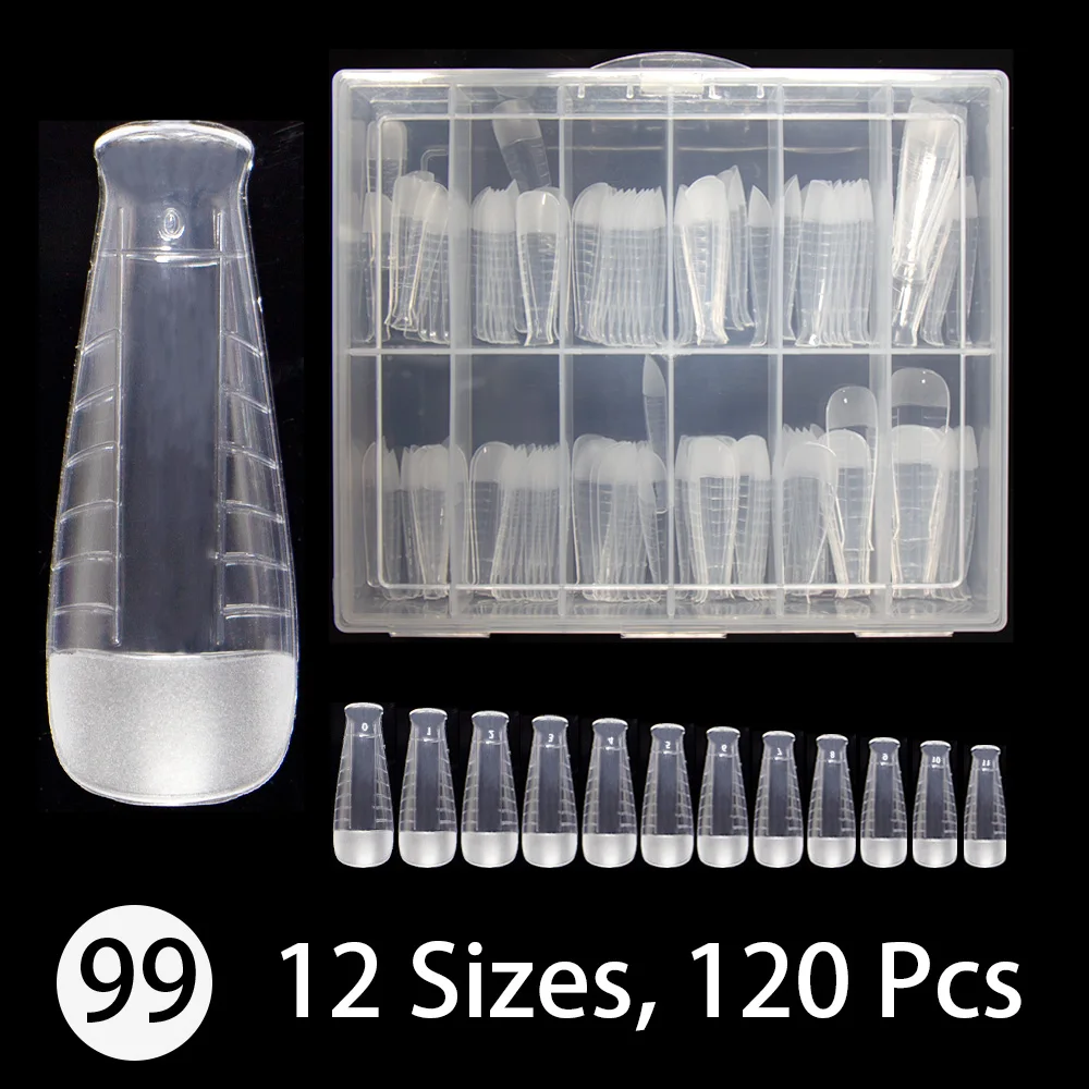 120Pcs/Box French False Nail Tips Plastic Extension Forms UV Gel Quick Building Dual Form Top Mold For Nails