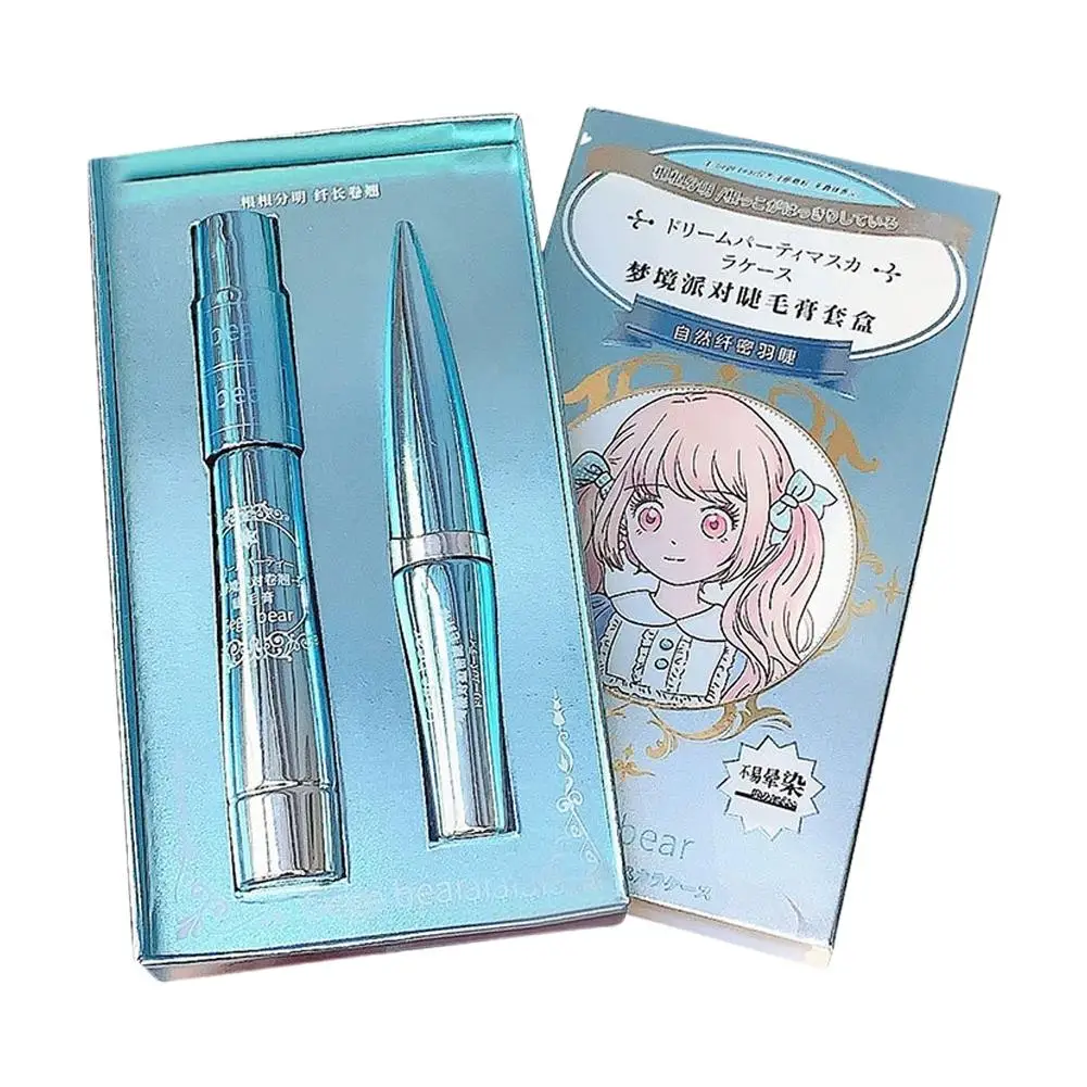 Mascara nero impermeabile Pennello in fibra di seta a lunga durata Estensione ciglia Allungamento Curling Mascara Cosmetici per trucco ciglia