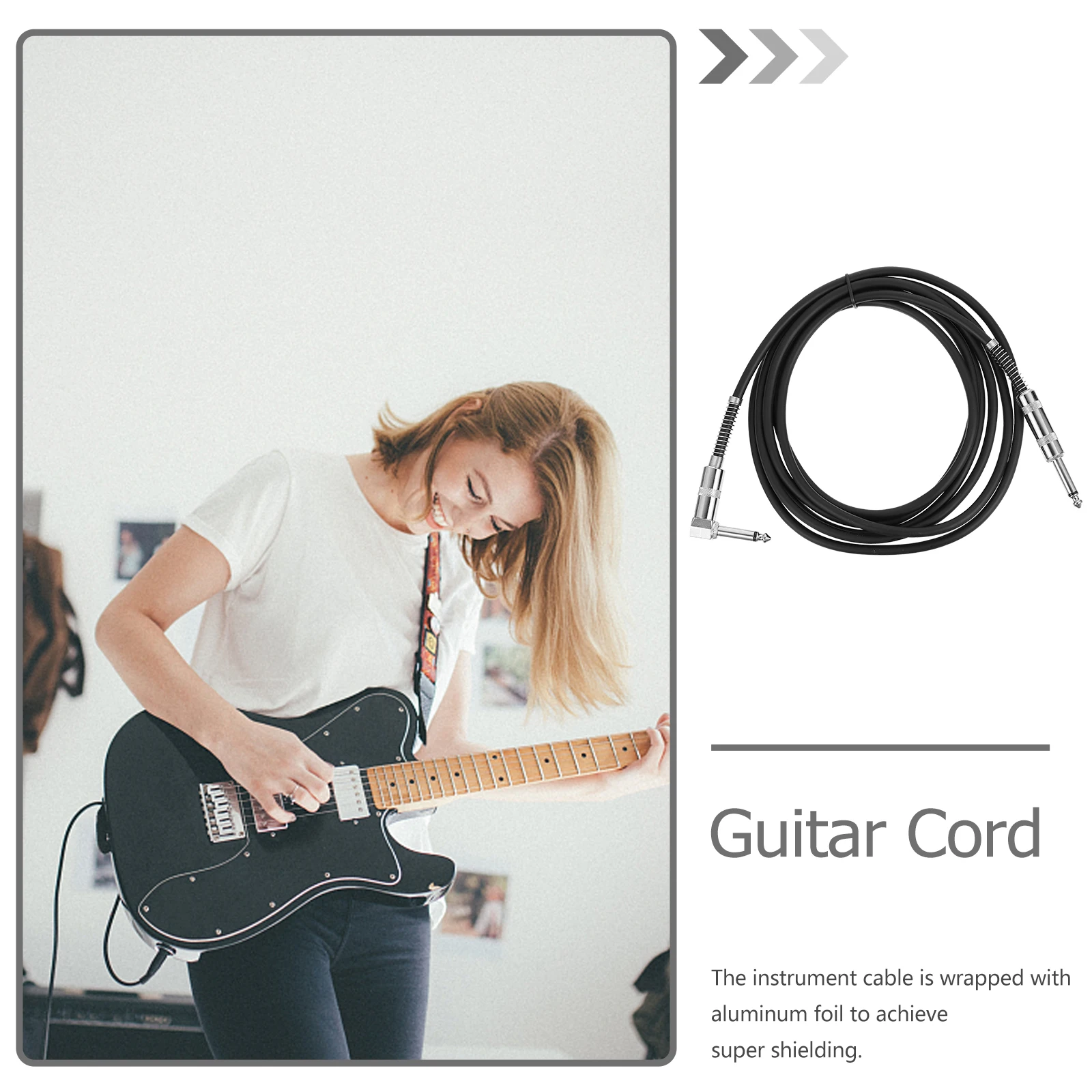 

3M 6.35mm Electric Guitar Cable High Density Shield PVC Insulation Noise Reduction Stable Audio Transmission for Bass