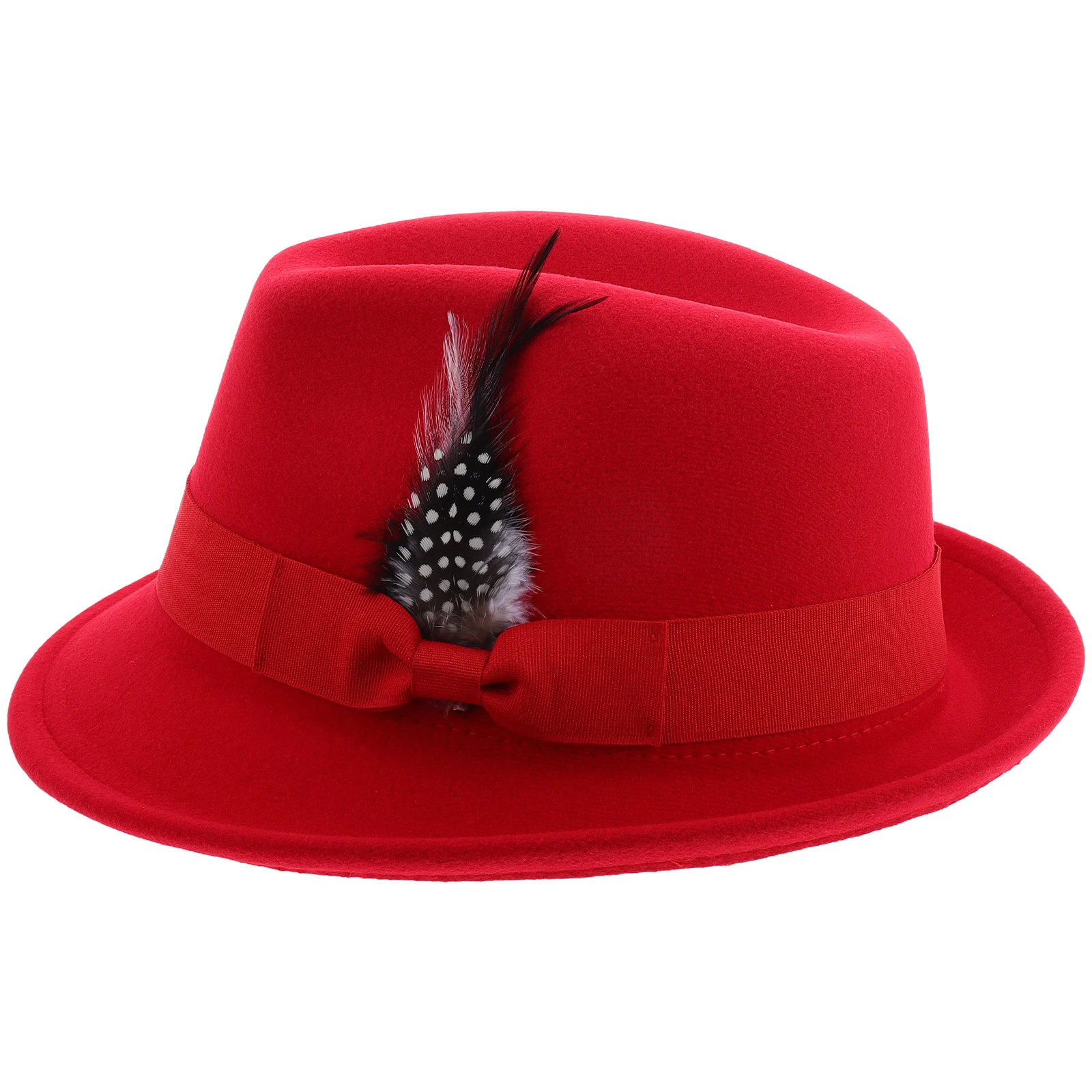 

Men Fedora Hat Plume Felt Cotton Gentleman Warm Lightweight Durable Jazz Cap Dress Hats Trendy Fashionable Mens Top
