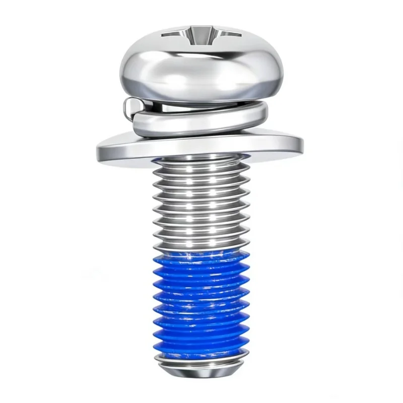 50 Pieces 304 Stainless Steel Round Head Hex Socket Adhesive Screws with Glue, Anti-Loosening and Anti-Slip M2 M3 M4 M5-M10
