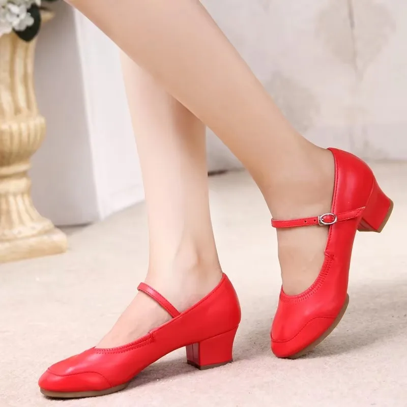 Customized Red Ballet Dance Shoes for Women Adultmid Heeled Soft Soled Latin Kizomba Dance Shoes 여아 발레  신발