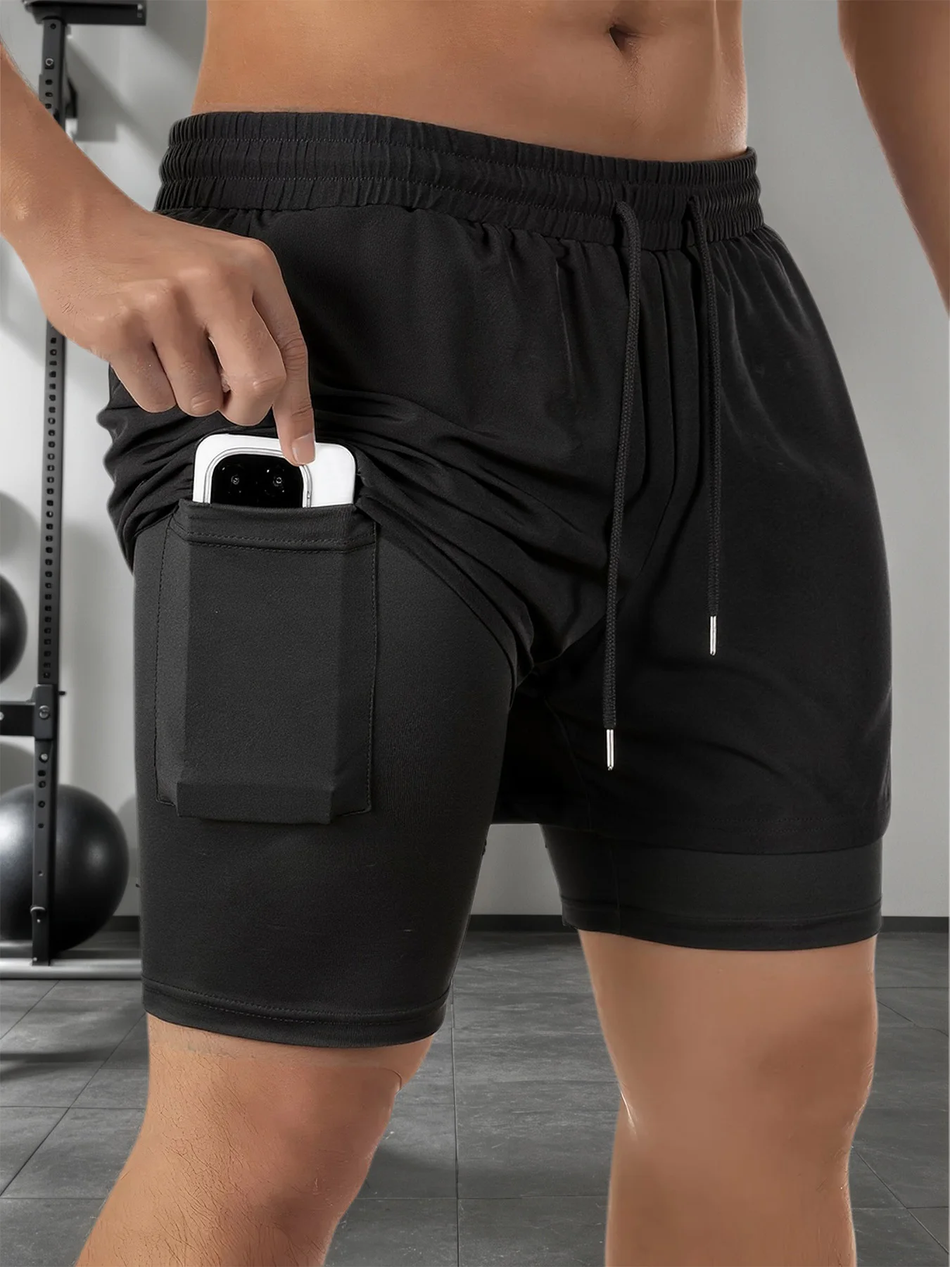 Мужские спортивные шорты для фитнеса, бега, быстросохнущие компрессионные шорты для легкой атлетики, мужские спортивные шорты для фитнеса с задним карманом на молнии