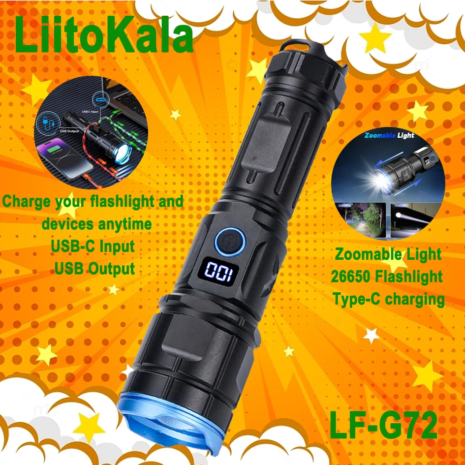 

LiitoKala LF-G72 26550 Flashlight LED Super Bright Flashlight Camping Emergency Flashlight