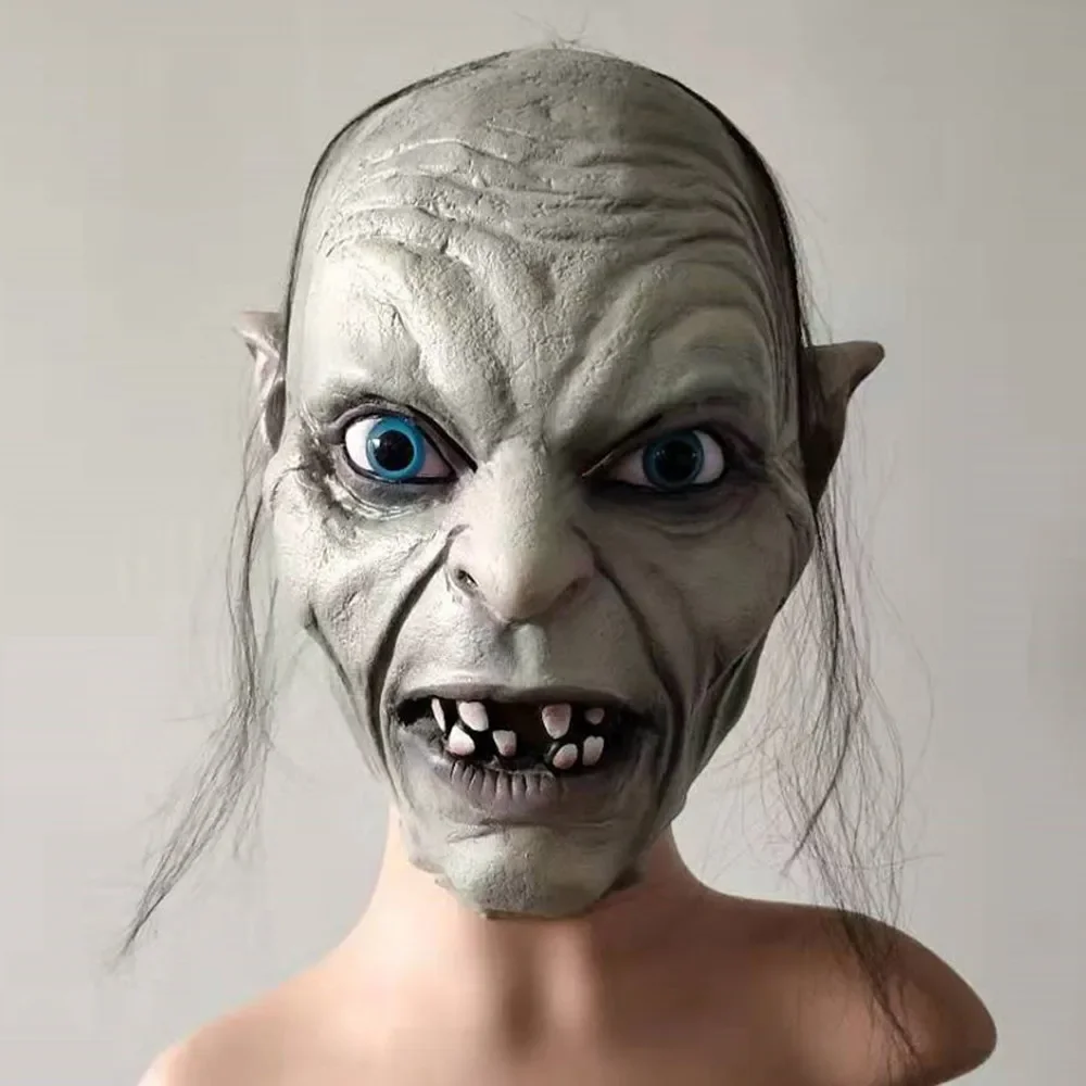 Horror Gollum Skull Mask Cosplay Skeleton Monster Elf Zombies Latex Helmet Halloween Carnival Purim Party Costume Props Gifts