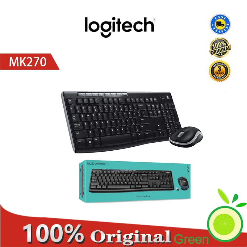 

Logitech MK270 Mouse Keyboard Combo Set 2.4G Wireless Optical Mouse with Eight Shortcuts Long-lasting for Desktop Laptop PC