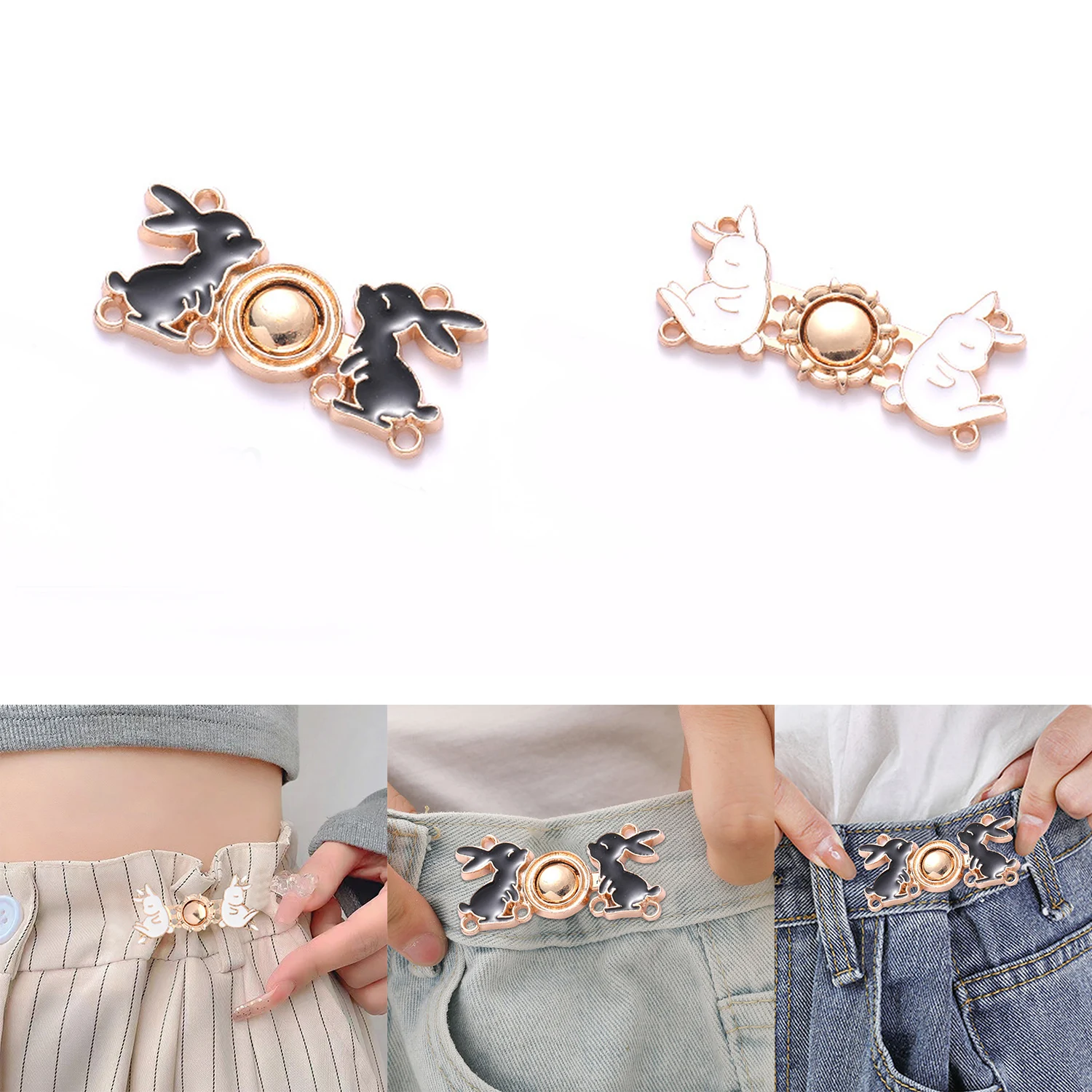 Jeans Button Adjustable Clips for Pant Skirts Waist Tightener Buckle Snap Button Adjuster Rabbit Pin Button Clothing Supplies