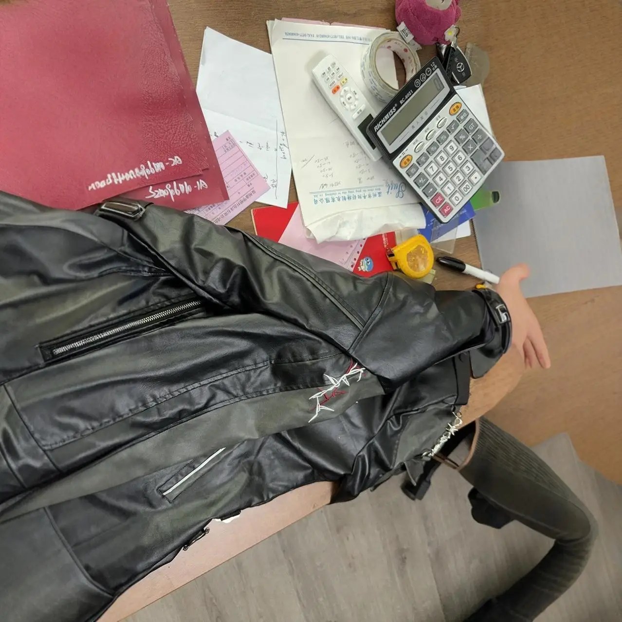 

Faux Leather Stand Collar Zipper Cardigan Jacket P U Leather Long Sleeve Loose Autumn Moto Bike Spliced Coats Embroidery
