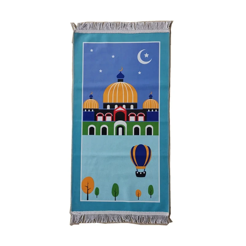 VIKAMA Children's Foldable Prayer Mat Portable Home Muslim Carpet with Tassel Perfect for Pilgrimage And Gift