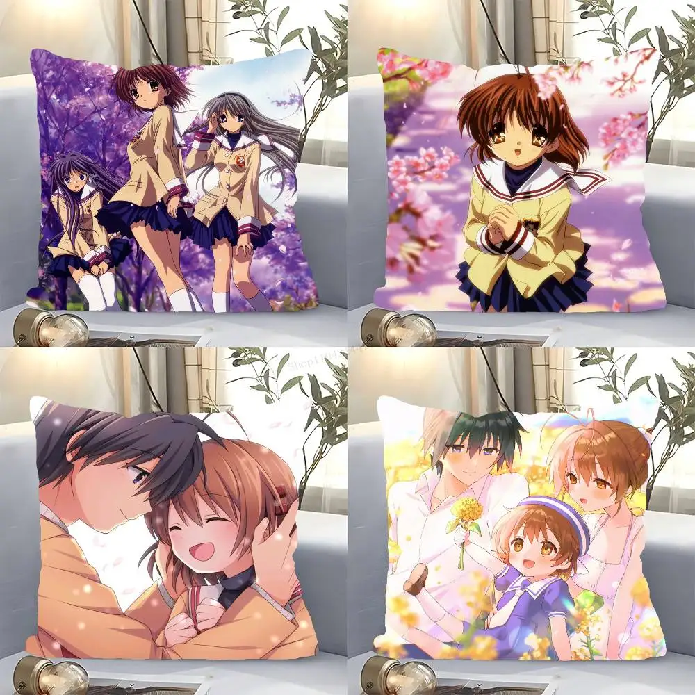 Japanese Anime Clannad Pillow Case Fashion Square Pillowcase Bedroom Sofa Room Ins Decoration Leisure