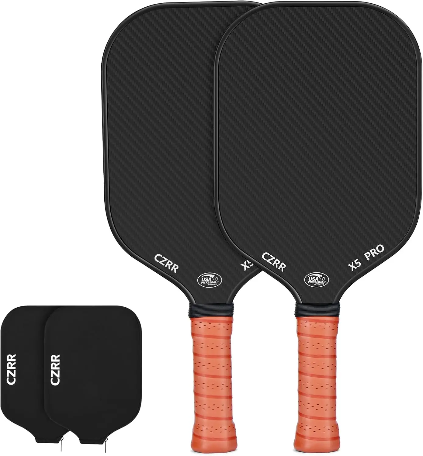 

Paddle, одобренный USA Pickleball, поверхность из необработанного углеродного волокна 3K (CFS), высокая зернистость и вращение, с полипропиленовым сотомом 16 мм.