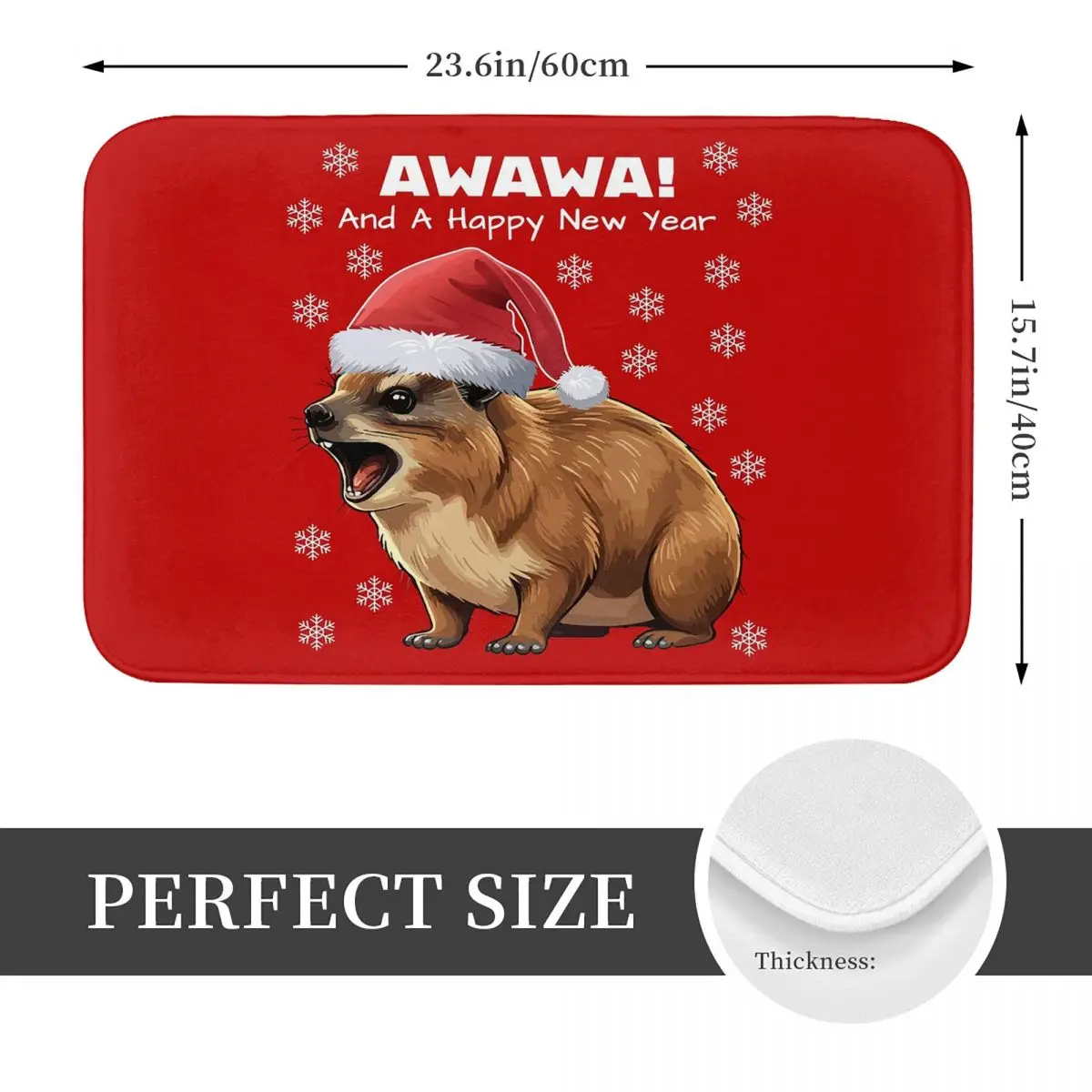 Rock Hyrax Awawa And A Happy New Year Non-slip Doormat Floor Mat Sand Scraping Carpet Rug for Kitchen Entrance Home Footpad Mats