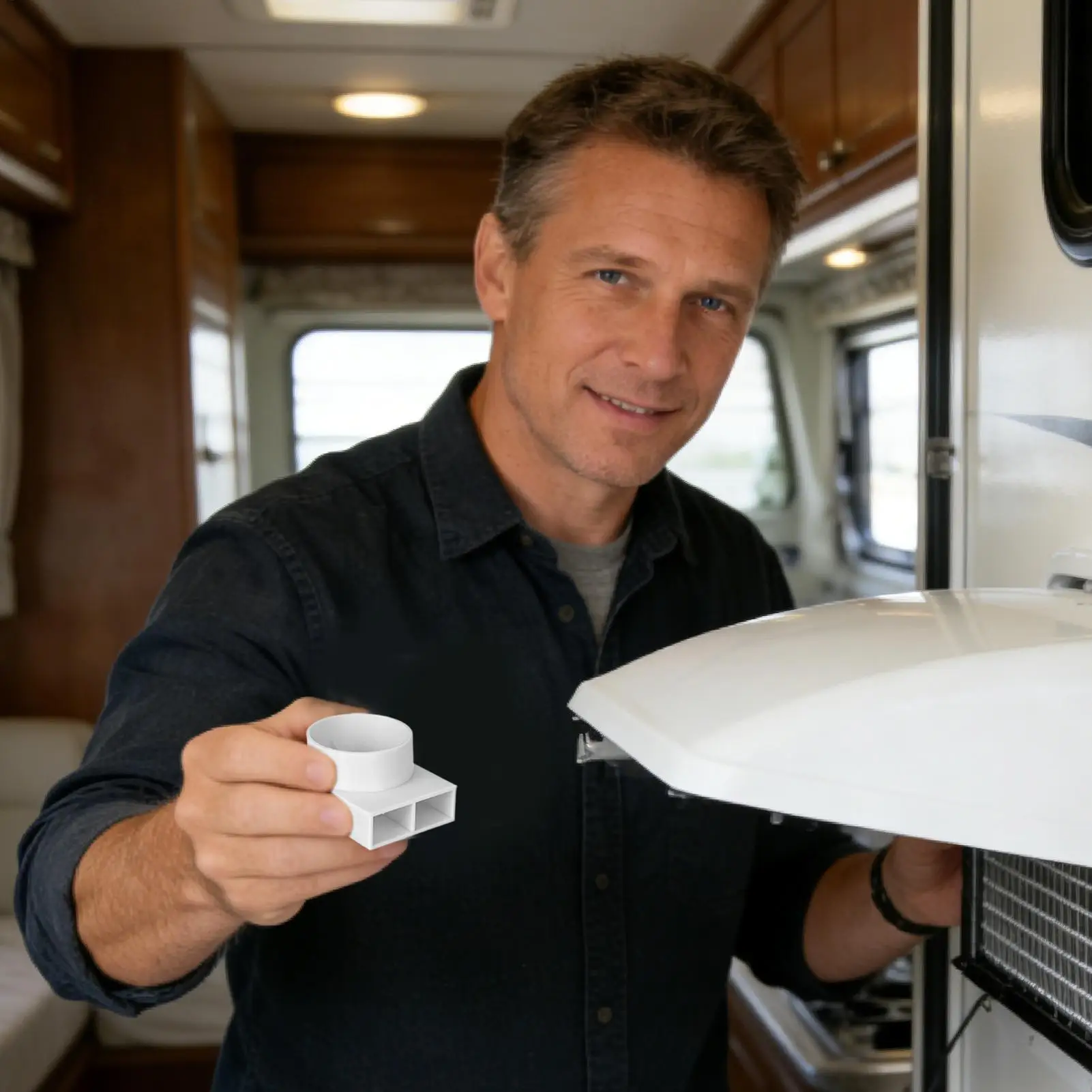 

RV Furnace Vent Deflector Outlet Adapter RV Furnace Airflow Redirector For Camper Van Motorhome HVAC Outdoor Travel Trailer