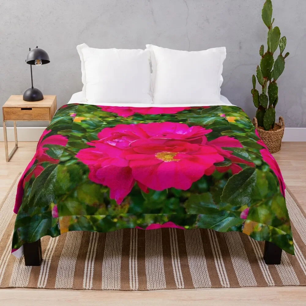 Bright Pink Roses Are My Favourite Throw Blanket Luxury Designer Extra Large Throw Blankets