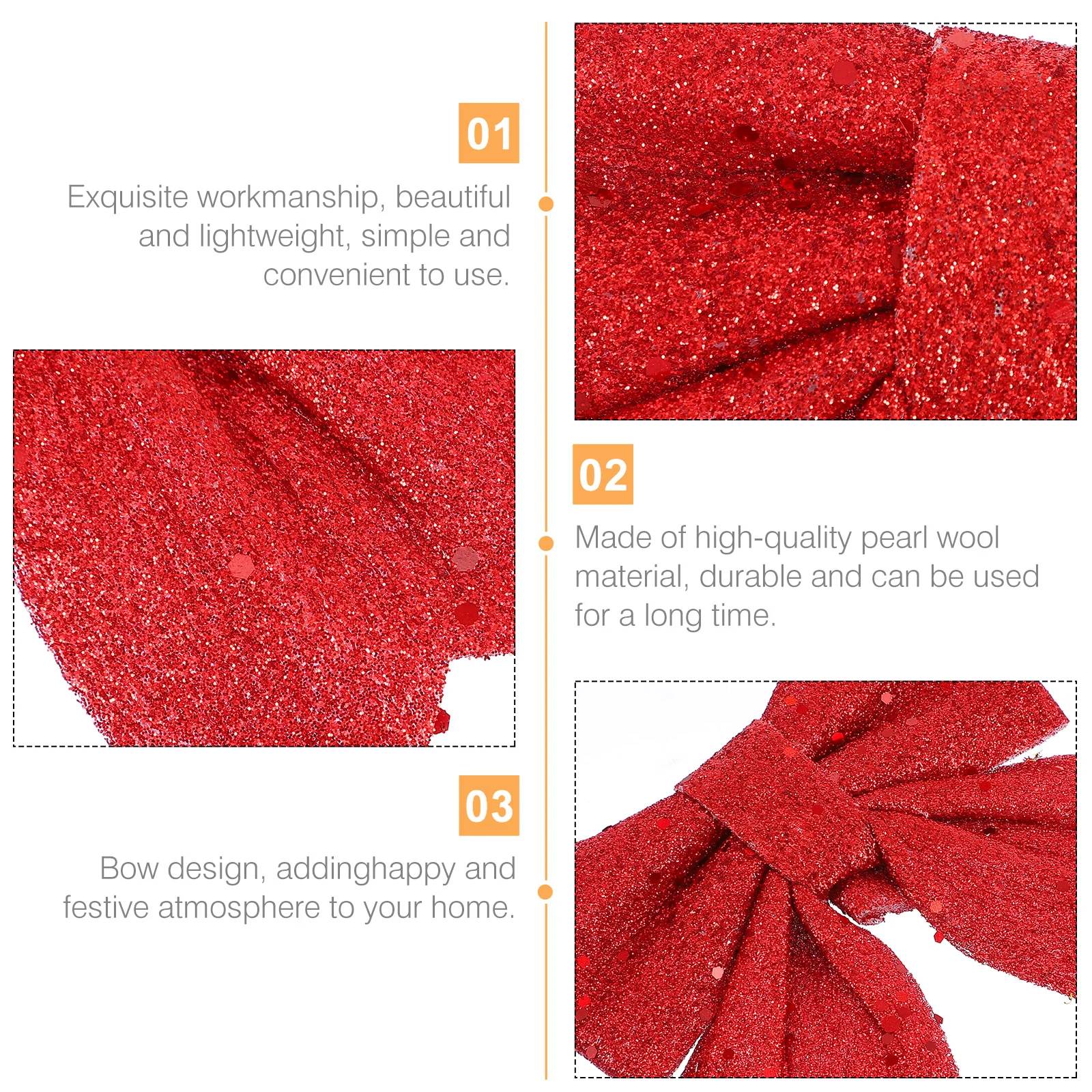 

6 Pcs Bow Decoration Christmas Tree Xmas Ornaments Pendant Bows for Pearl Cotton Man Red