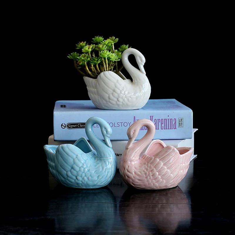 New【Swan Multi-function Candlestick Flower Pot Wedding Gift Holder Ornament Home Decoration Storage Box For Candy Jewelry】