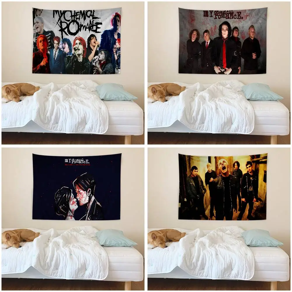 Rock Band M-My C-Chemical R-Romance Anime Tapestry Hanging Tarot Hippie Wall Rugs Dorm Wall Hanging Sheets