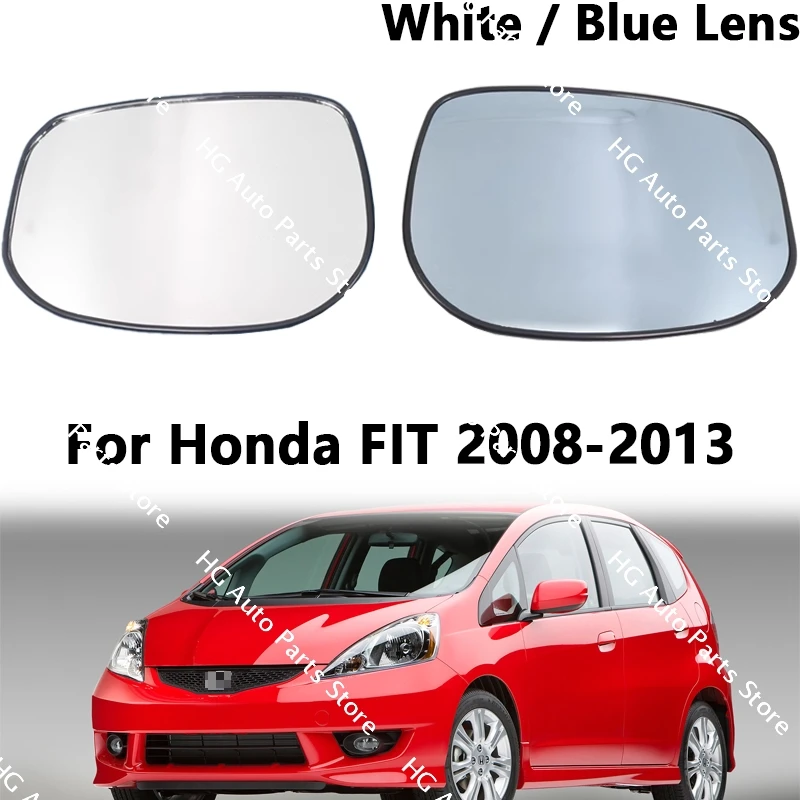 For Honda Fit 2008-2013 Car Accessories Outer Rearviem Side Mirror Lens Door Wing Rear View Mirrors Glass White/ Blue Lens