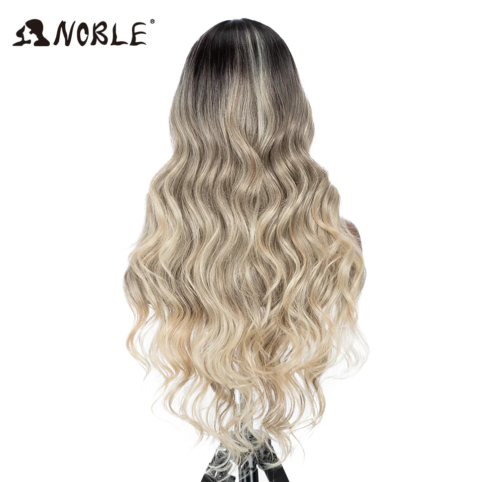 Edle Wasserwelle synthetische Spitze Front Perücke 28 Zoll braune Perücke Spitze Frontal Perücke Ombre blonde Cosplay Perücken für Frauen Spitze Front Perücke