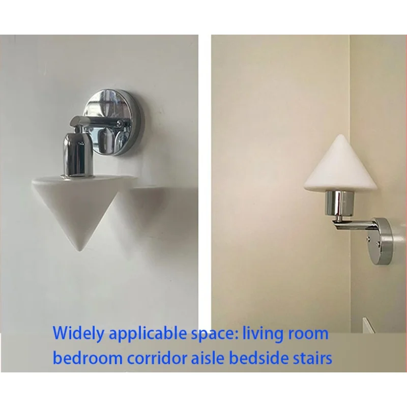 

Bauhaus stainless steel wall lamp modern ins mirror headlight staircase hallway Korean style milky white cone lamp